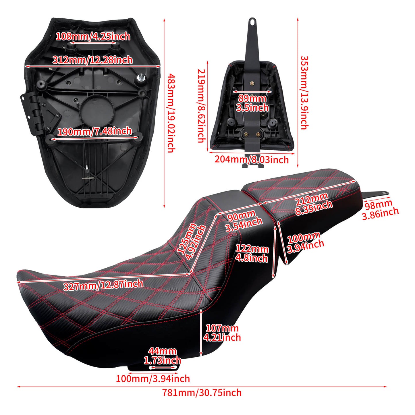 Driver Passenger Leather One-Piece Seat Red For Harley Nightster RH975 RH975S 2022-UP | HCmotorku