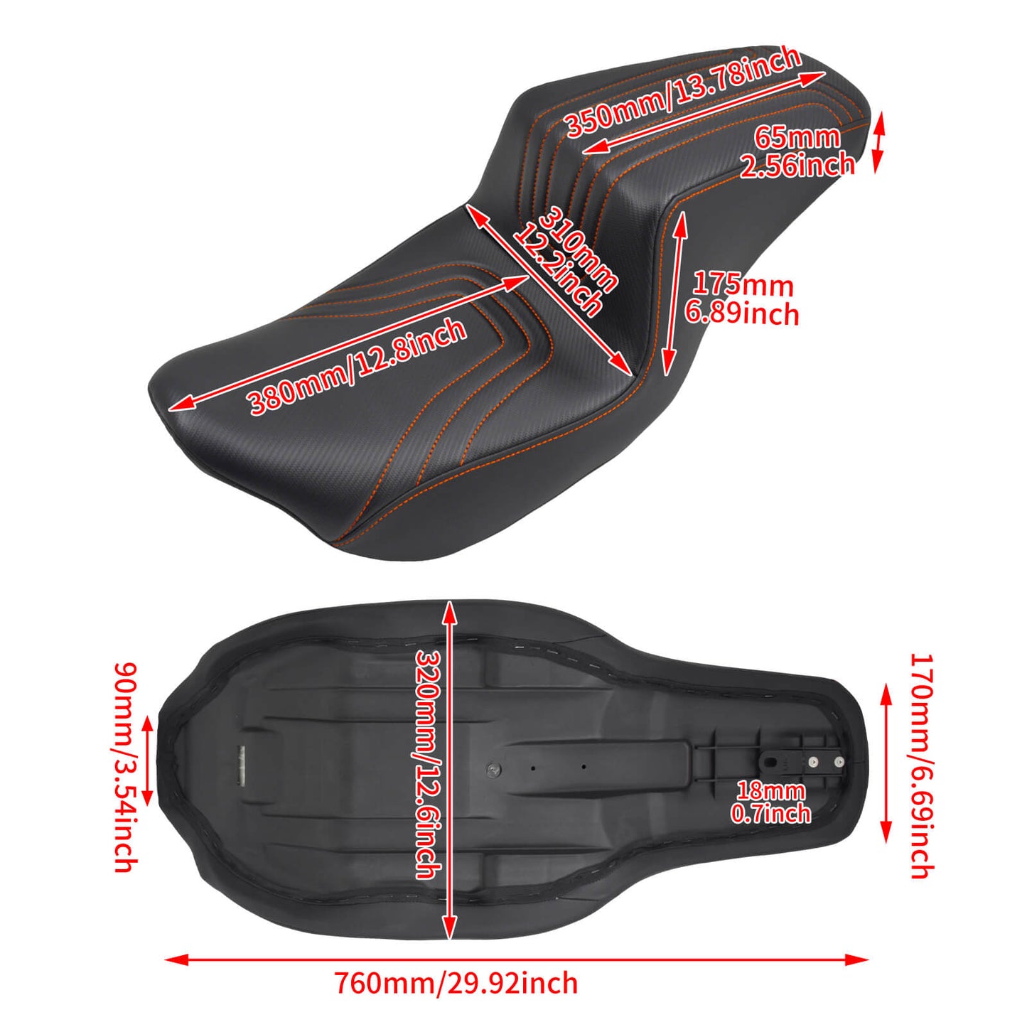 Driver & Passenger Seat Orange For Harley Touring 2009-2023 | HCmotorku