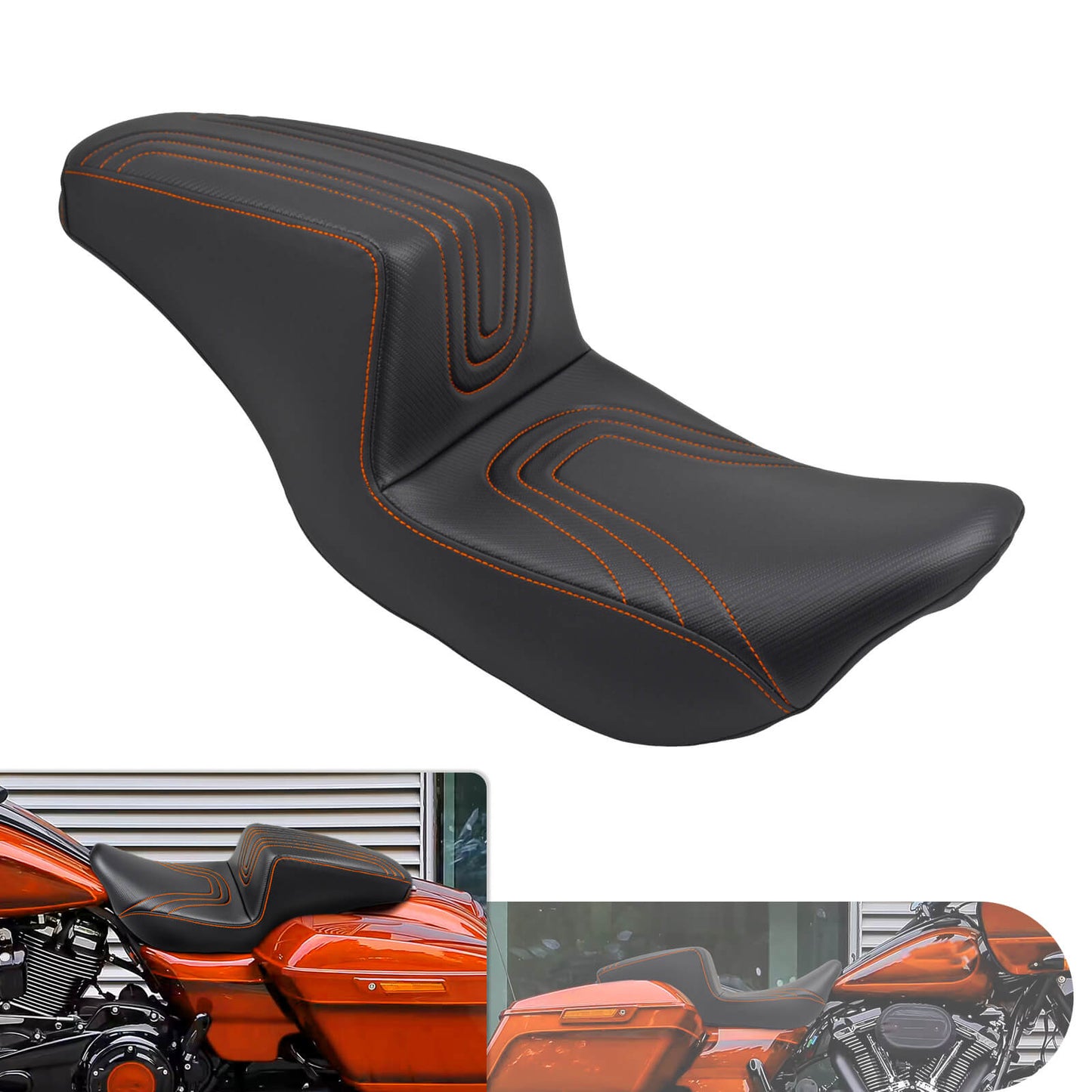 Driver & Passenger Seat Orange For Harley Touring 2009-2023 | HCmotorku