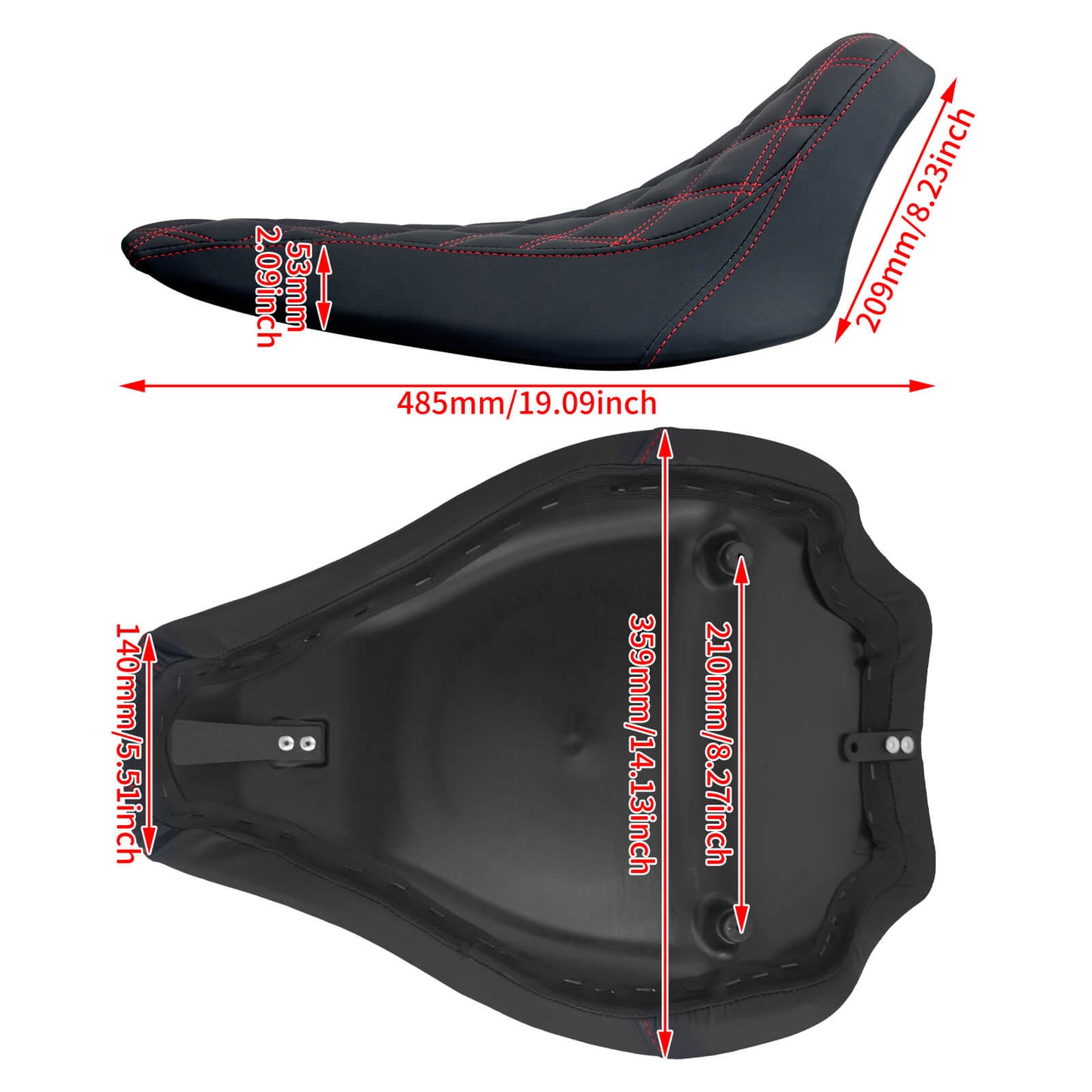 Driver Seat Front Black Solo Red Line For Harley Softail Rocker 2008-2017 | HCmotorku