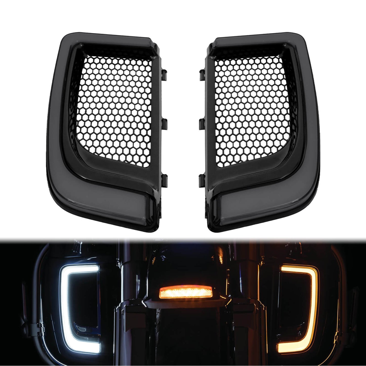Fairing Lower Grills Turn Signal LED Light For Harley Electra Road Glide 2014-2023 | HCmotorku