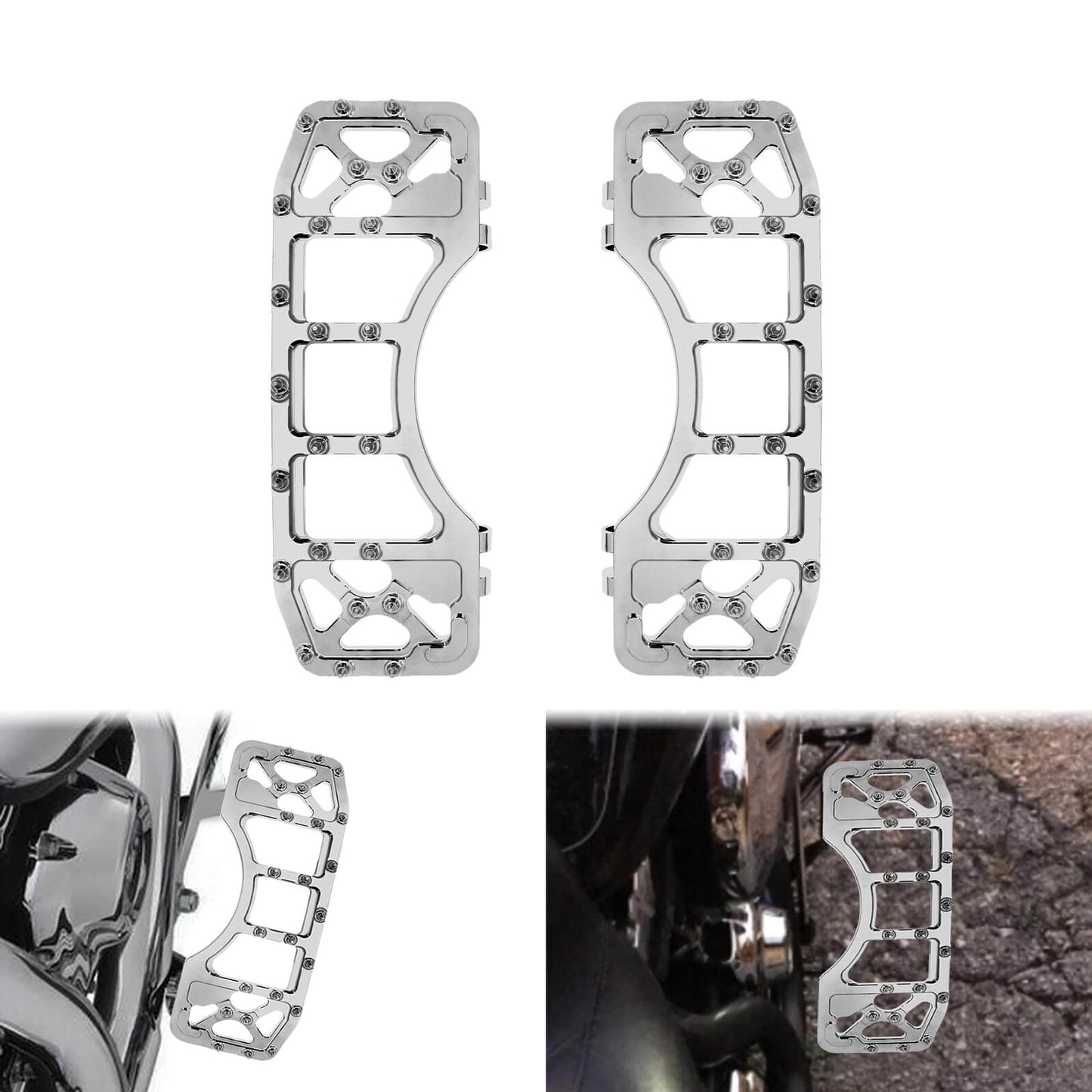 Wide Foot Pegs Floorboards MX Style Chrome Fit For Harley Touring Softail Deluxe | HCmotorku