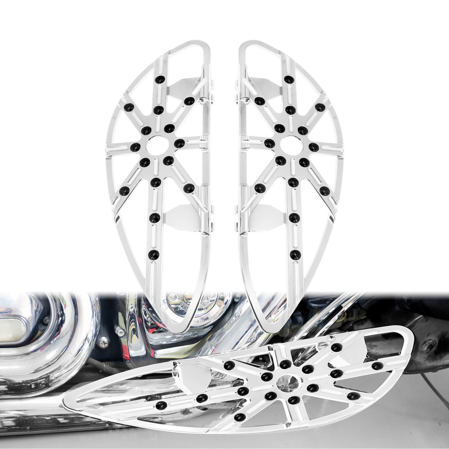 CNC Chrome Driver Floorboards Hollow Boards Pedal For Touring Glide 1986-2025 Softail 1986-2017 | HCmotorku