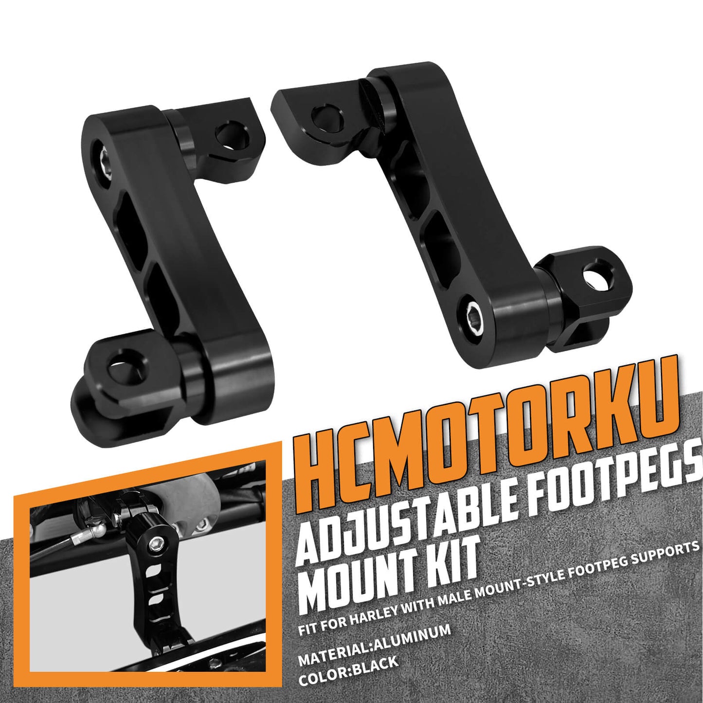 Foot Pegs Male Mount Extensions Black Aluminum For Harley Sportster Softail Dyna | HCmotorku