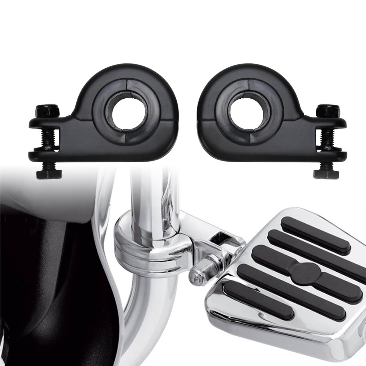 Footpeg Clamp Highway Crash Bar Footrest Mount Black Fit For Harley Street Glide | HCmotorku