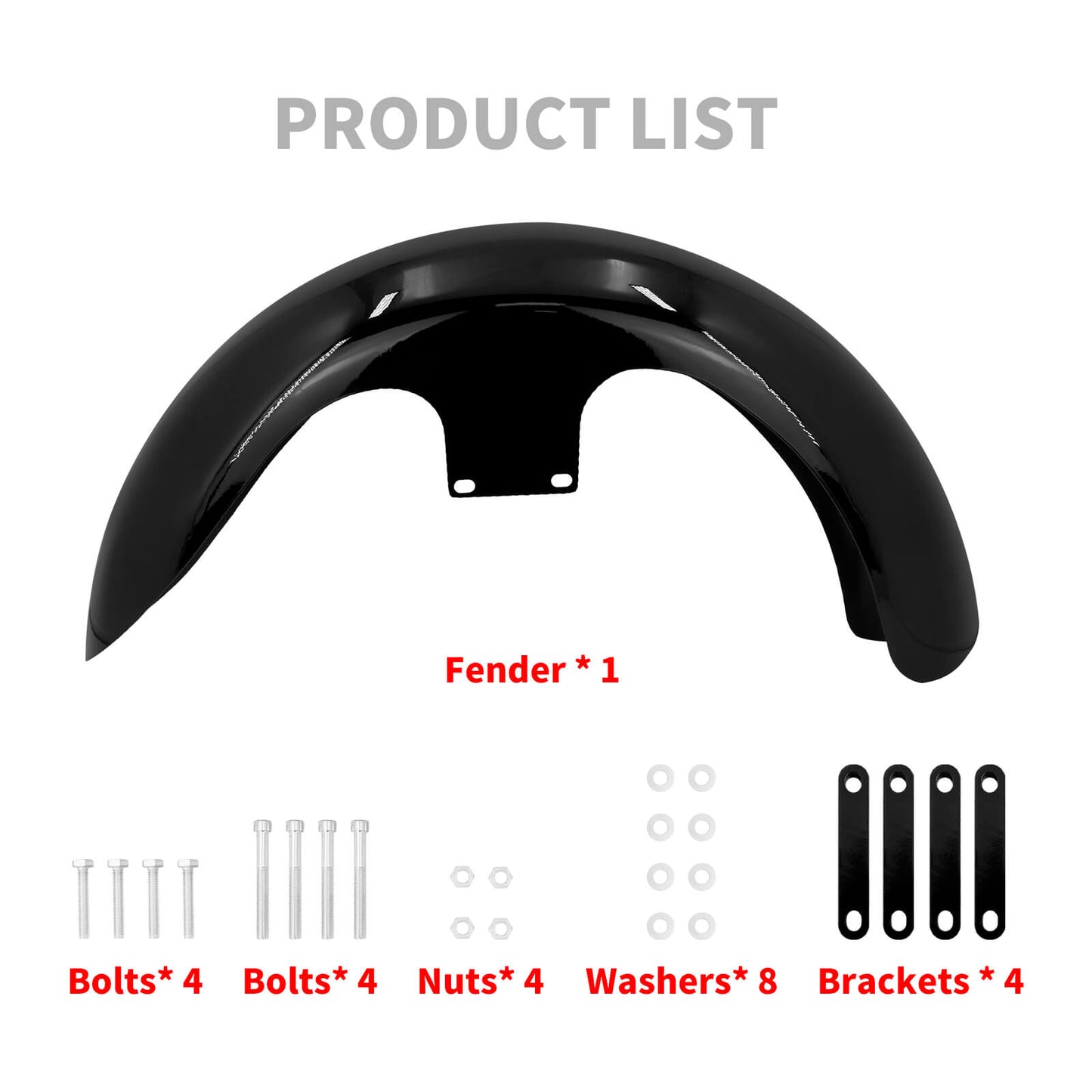 120 130/ R21 Glossy Black Wrap Front Fender Fits For Harley Touring Glides Baggers | HCmotorku
