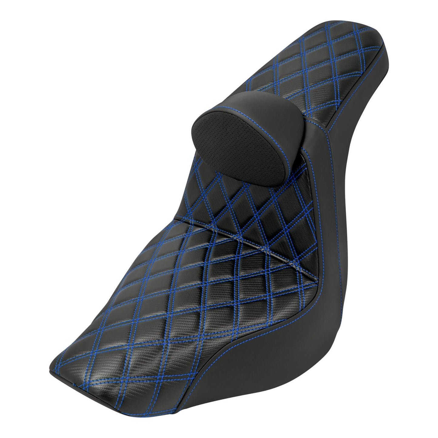 Driver Passenger Gel Seat Blue Line w/ Backrest For Harley Low Rider 2018-2024 | HCmotorku