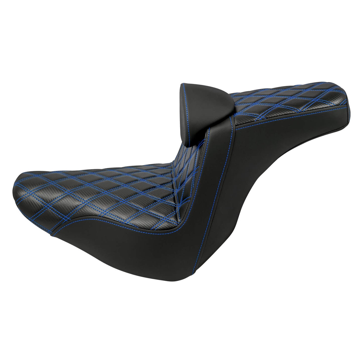 Driver Passenger Gel Seat Blue Line w/ Backrest For Harley Low Rider 2018-2024 | HCmotorku