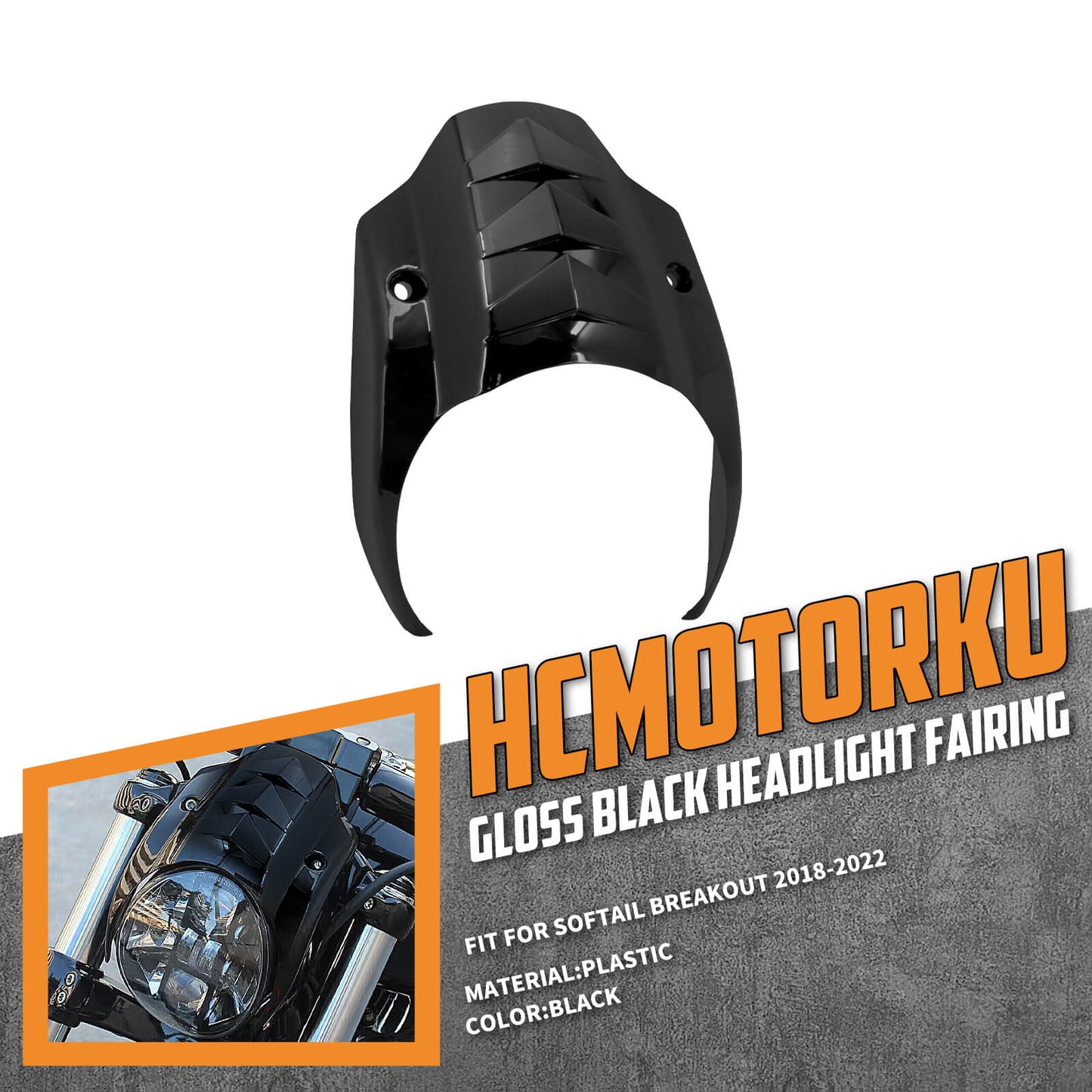 Headlight Fairing Gloss Black Fit For Harley Softail Breakout FXBRS 2018-2022 | HCmotorku