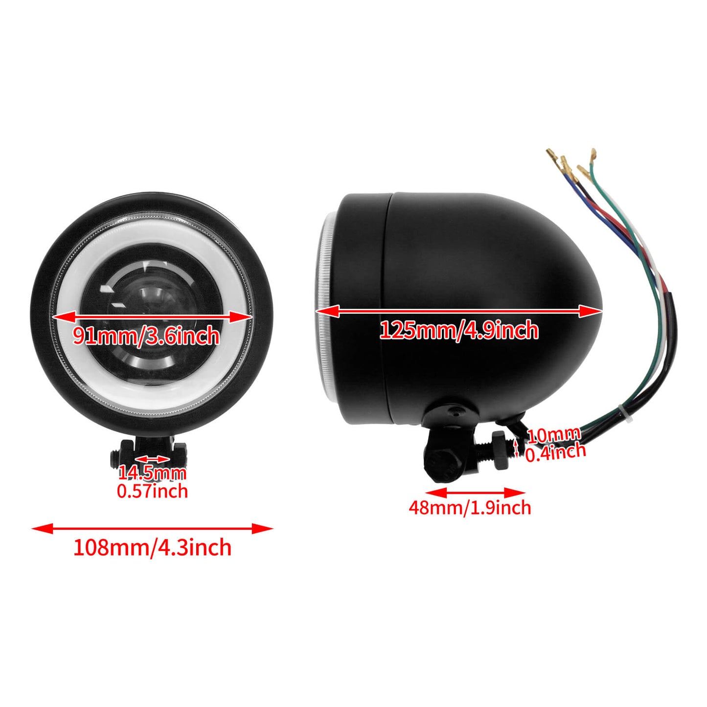 4.3" LED Headlight High Low w/ White Light Black Fit For Harley Sportster XL | HCmotorku