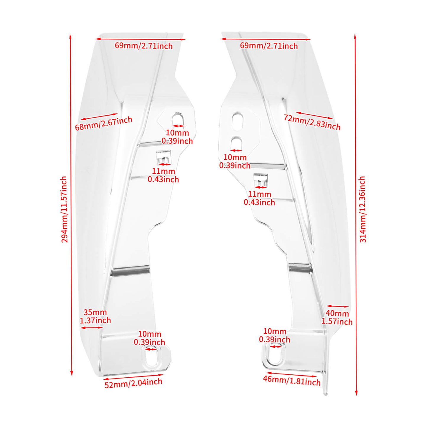 Mid-Frame Air Heat Deflectors Chrome Shields Fit For Harley Touring 2014-2023 | HCmotorku