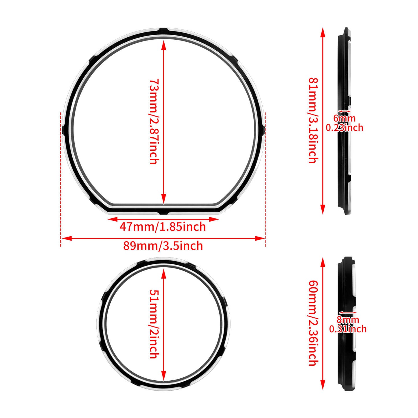 4x CNC Black Burst Instrument Gauge Bezel Board for Harley Electra Glide 2014-2025 | HCmotorku