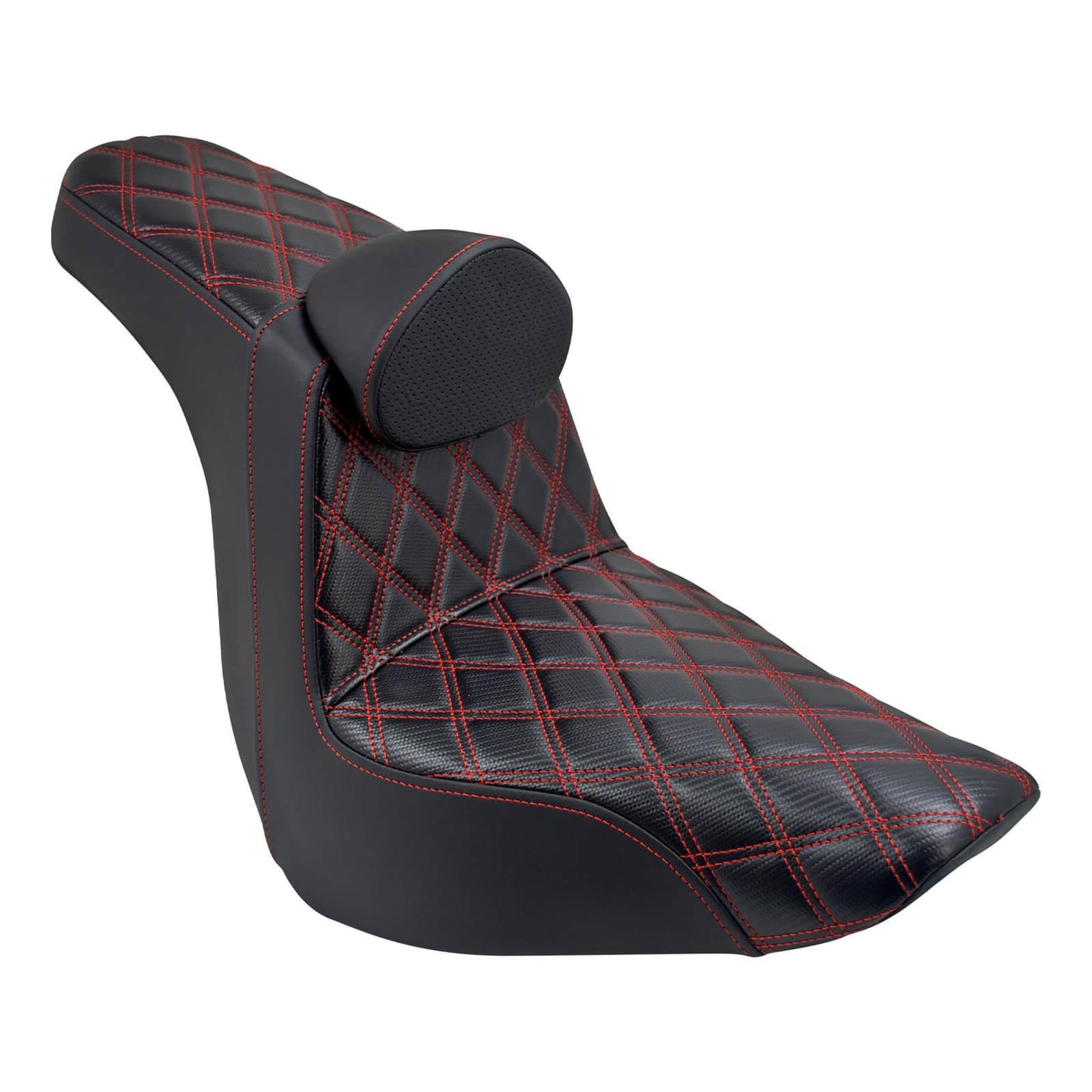 Driver Passenger Gel Seat Red Line w/ Backrest For Harley Low Rider 2018-2024 | HCmotorku