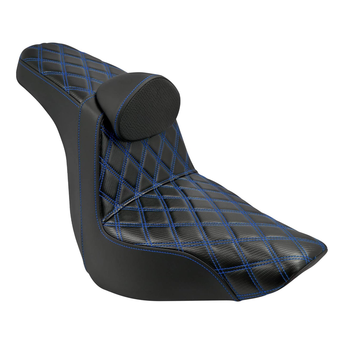 Driver Passenger Gel Seat Blue Line w/ Backrest For Harley Low Rider 2018-2024 | HCmotorku