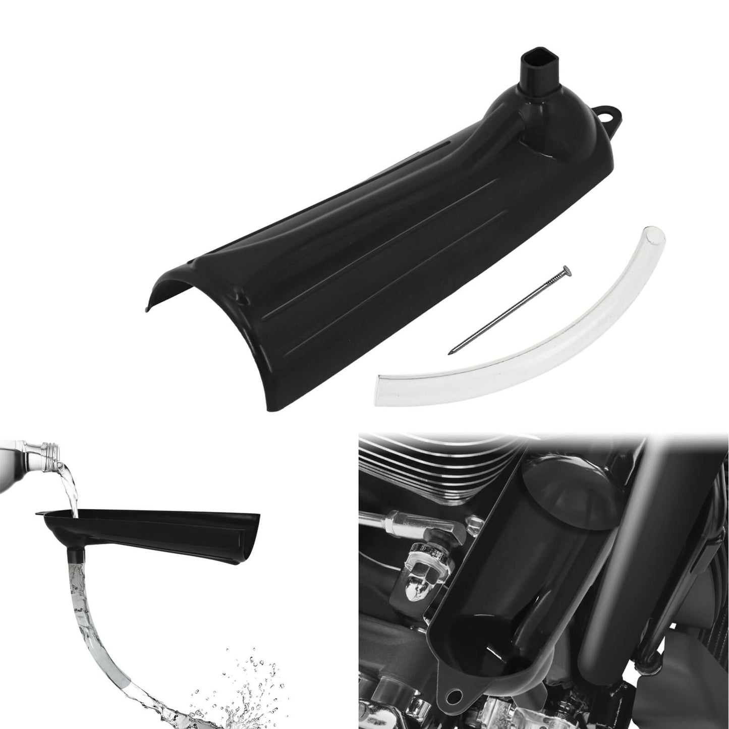 Oil Filter Funnel Drip Free Oil Change Tool Hose Kit Black Fit For Harley Dyna | HCmotorku