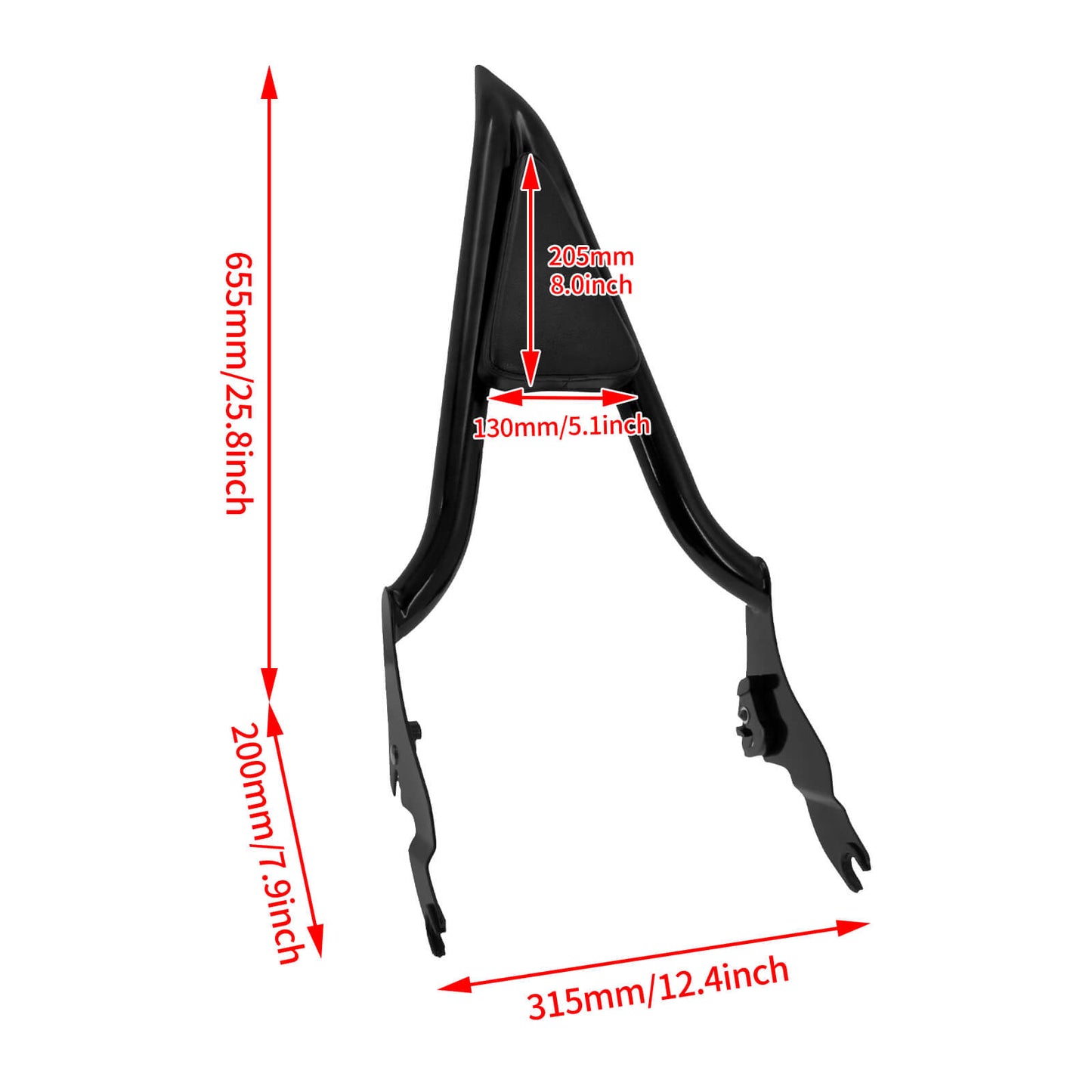 22" Detachable Passenger Backrest Sissy Bar For Harley Touring 2009-2025 | HCmotorku