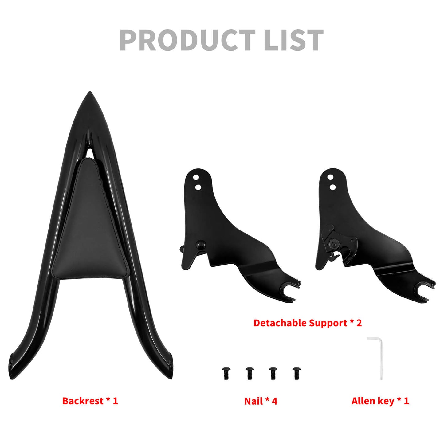 22" Detachable Passenger Backrest Sissy Bar For Harley Touring 2009-2025 | HCmotorku