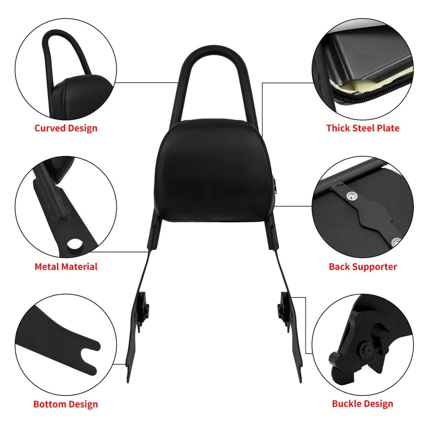 Detachable Passenger Sissy Bar Backrest For Harley Sportster 883 1200 2004-2023 | HCmotorku