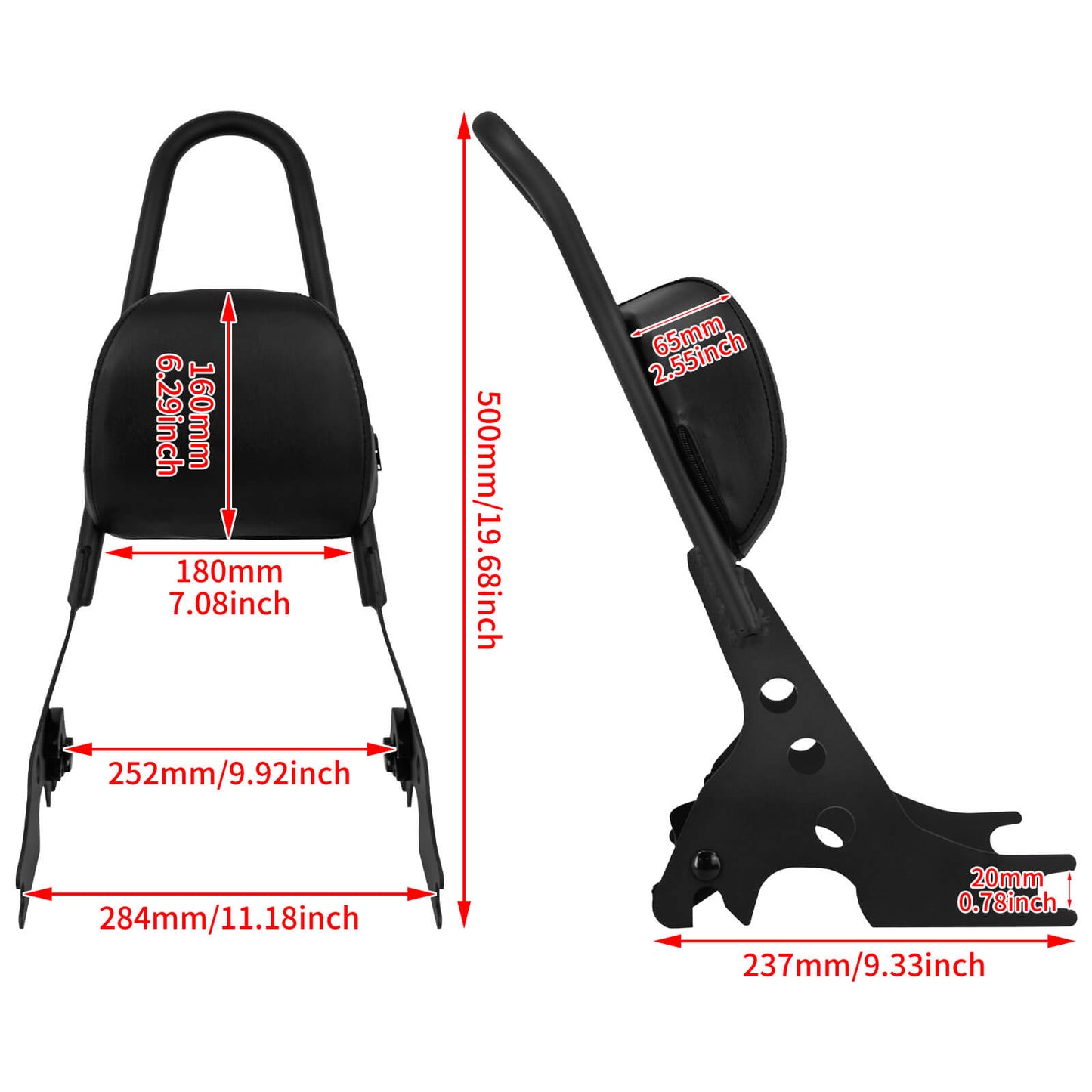Detachable Passenger Sissy Bar Backrest For Harley Sportster 883 1200 2004-2023 | HCmotorku