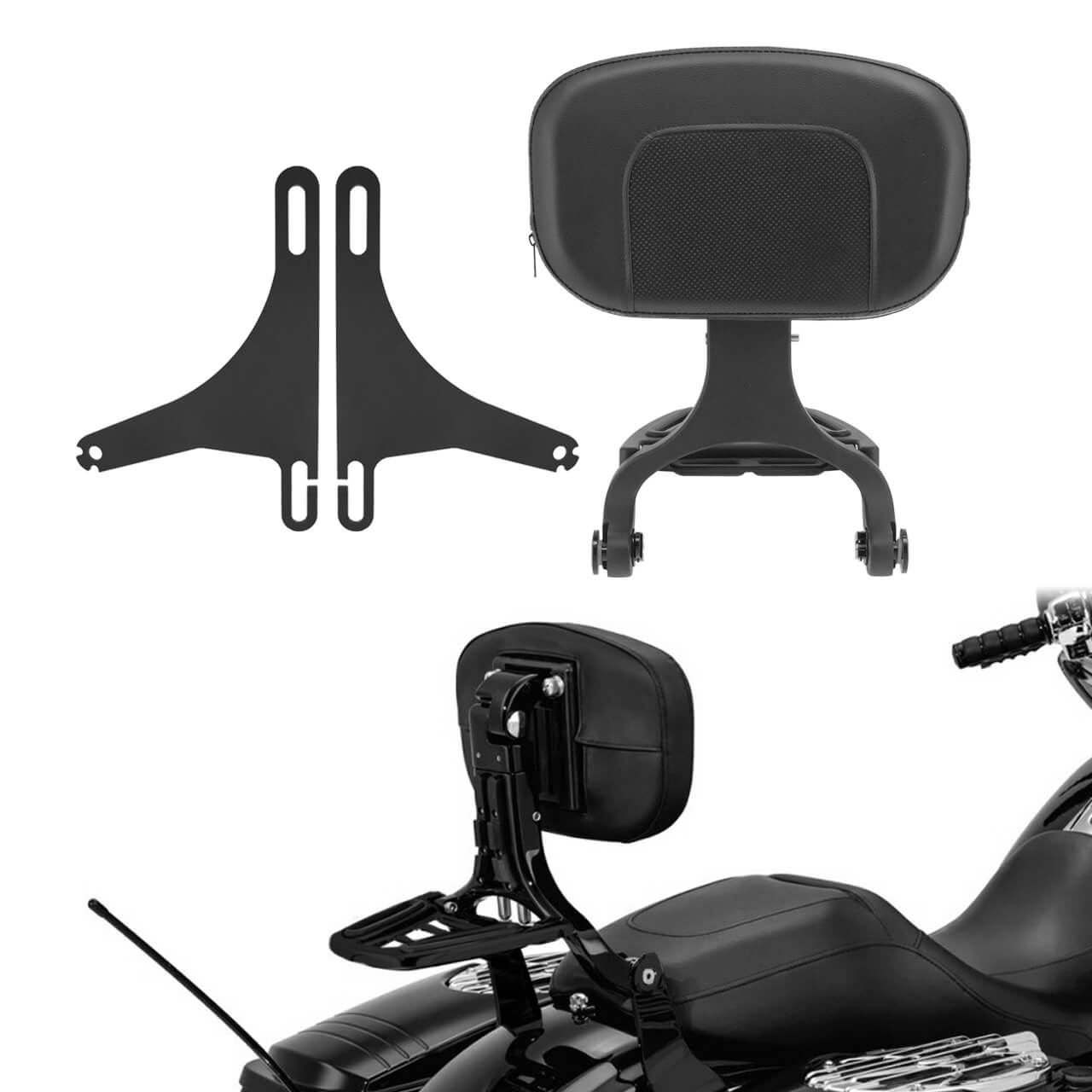 Multi-Purpose Driver & Passenger Backrest Black Fit For Harley Dyna 2006-2017 | HCmotorku