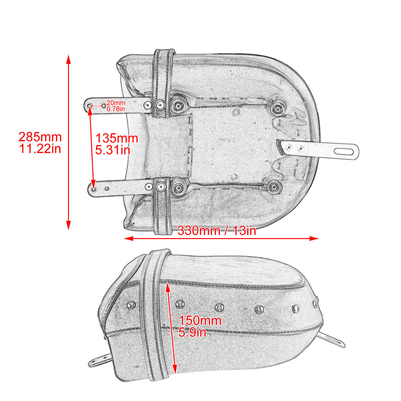 Rear Passenger Seat Pillion Pad Black Fit For Indian Chief Dark Horse Roadmaster | HCmotorku