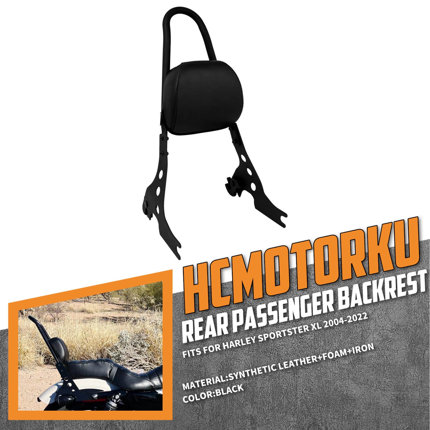 Passenger Sissy Bar Backrest For Harley Sportster 883 1200 2004-2023 | HCmotorku