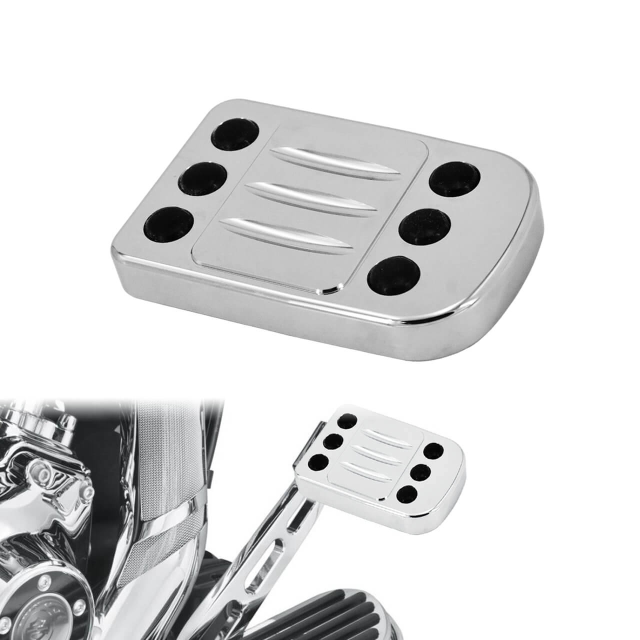 Brake Pedal Pad Cover Chrome Fit Harley Touring Electra Street Glide 1980-2025 | HCmotorku