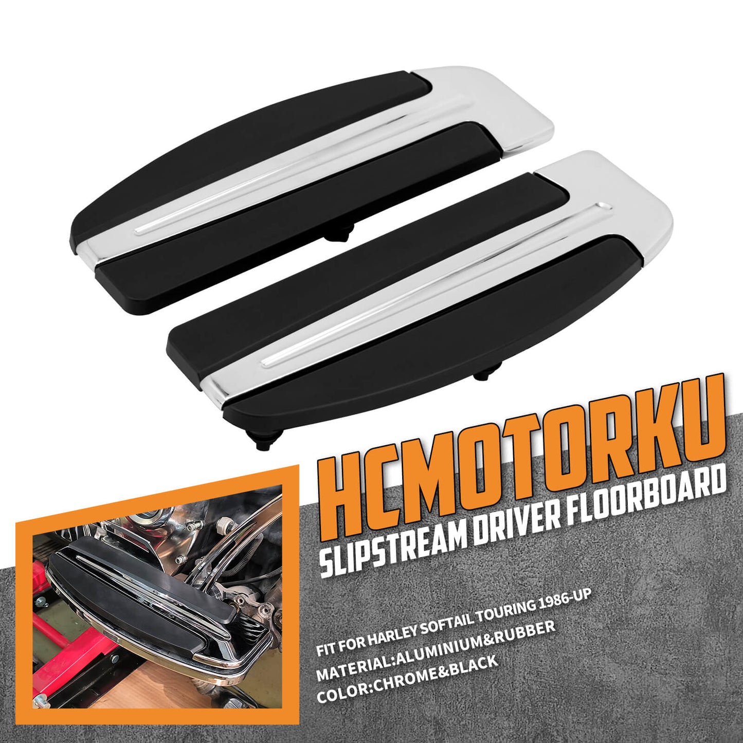 Inserts Slipstream Footboards For Harley Touring 1986-2025 FL Softail 1986-2017 | HCmotorku