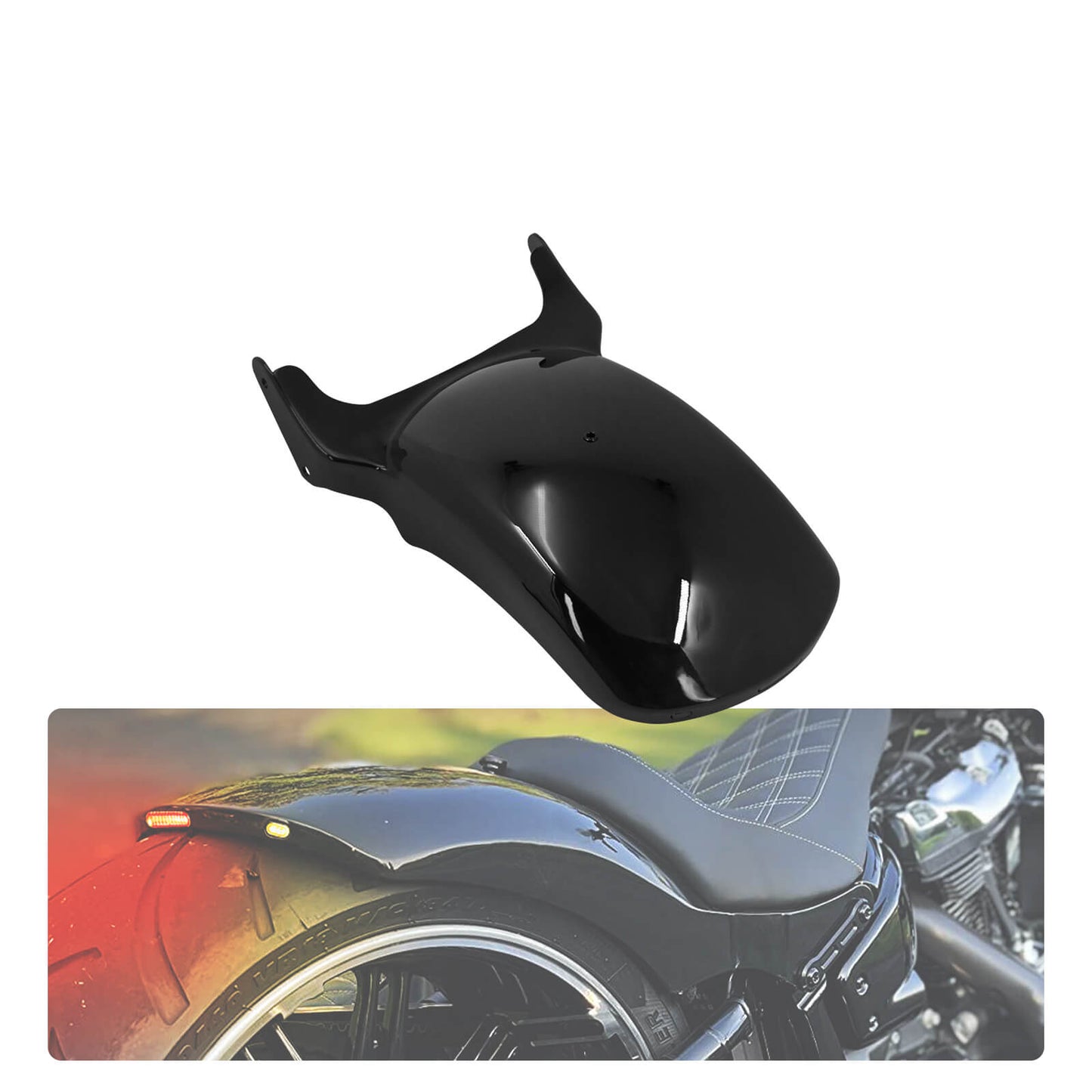 Rear Short Fender W/ LED Light For Harley Softail Breakout FXSB Rocker 2008-2017 | HCmotorku