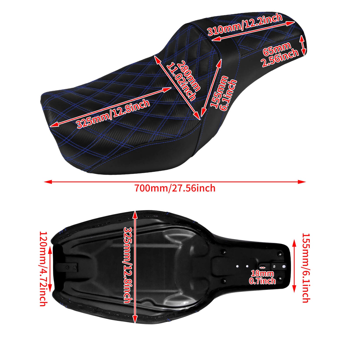 Two-Up Seat Rider Passenger Blue Line Fit For Harley Dyna 2006-2017 | HCmotorku