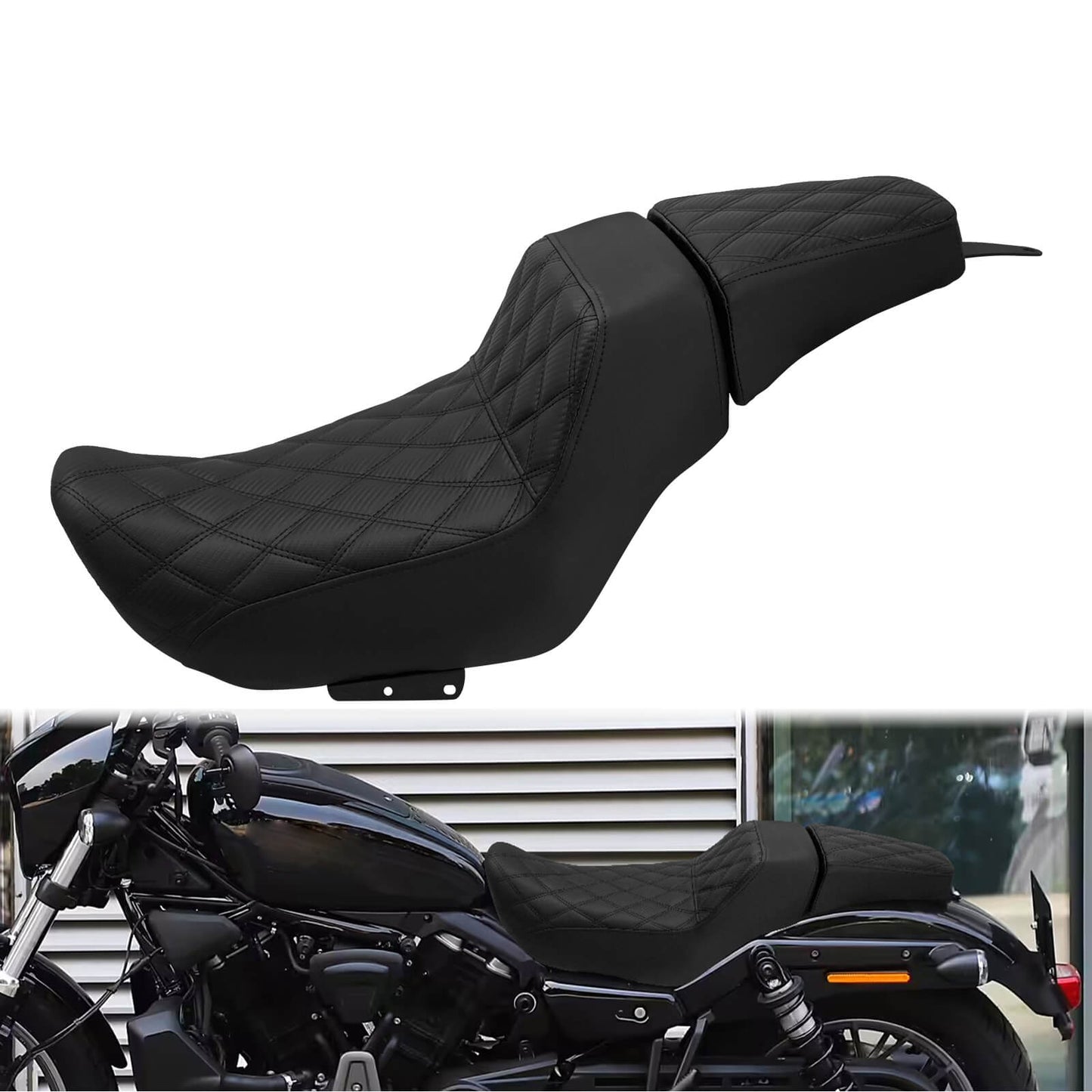Driver Passenger Leather Diamond One-Piece Seat For Harley Nightster RH975 RH975S 2022-UP | HCmotorku