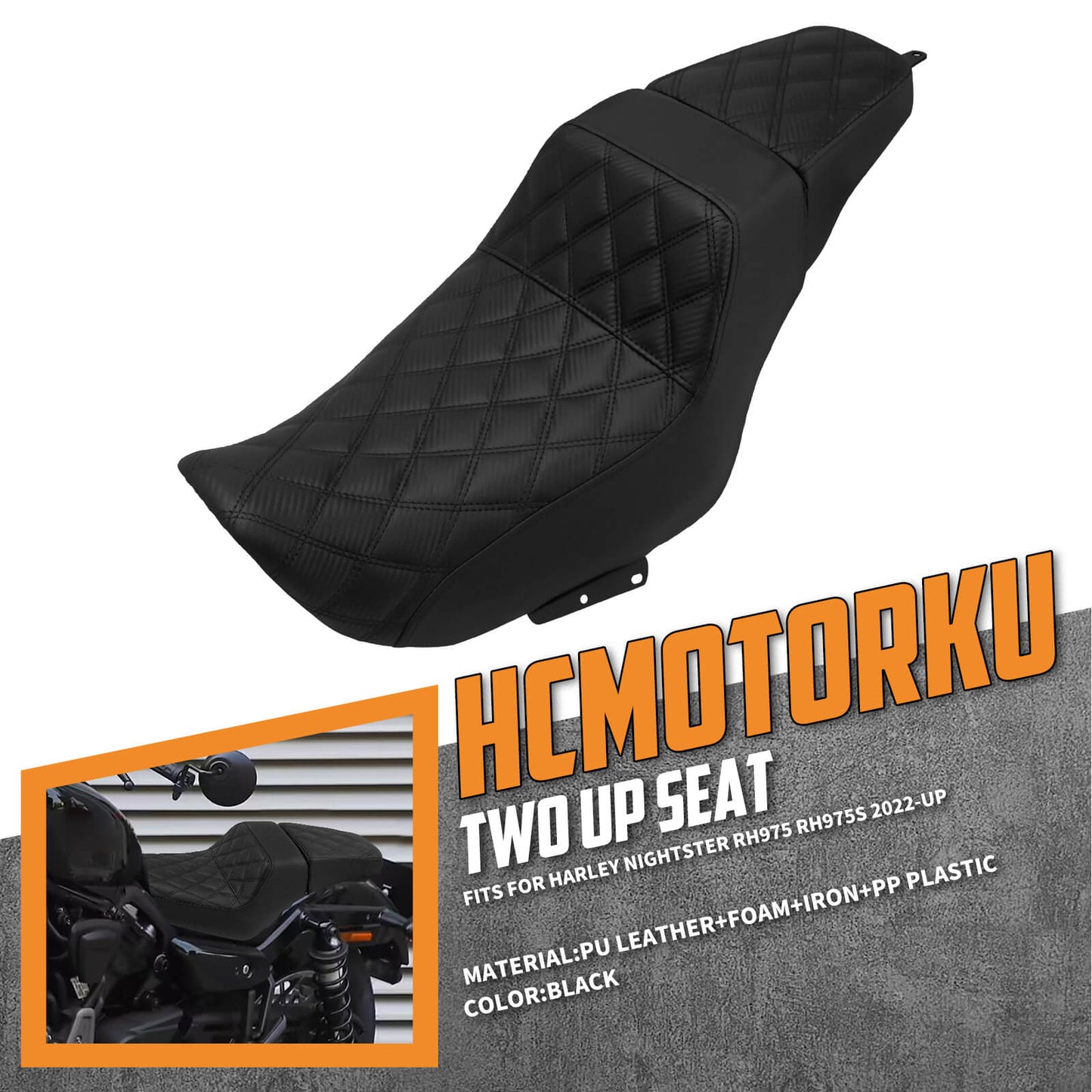 Driver Passenger Leather Diamond One-Piece Seat For Harley Nightster RH975 RH975S 2022-UP | HCmotorku