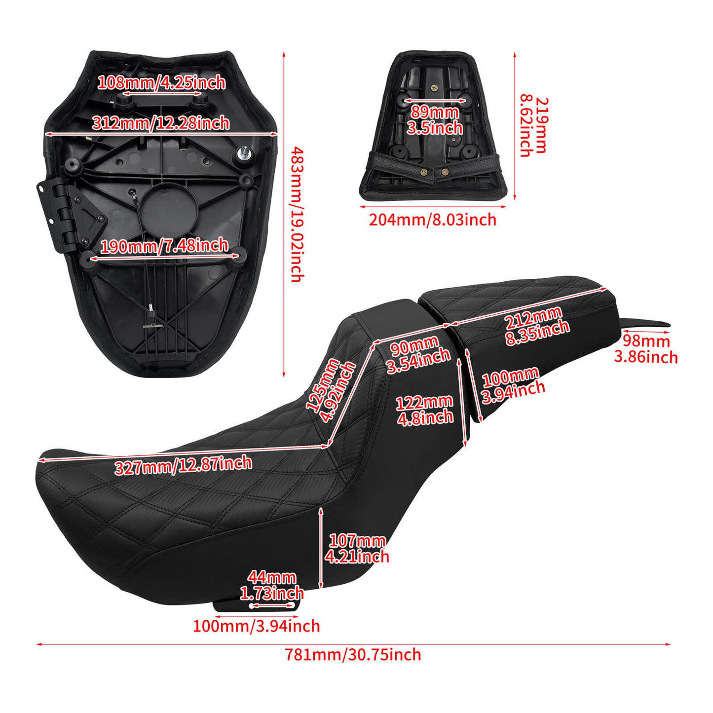 Driver Passenger Leather Diamond One-Piece Seat For Harley Nightster RH975 RH975S 2022-UP | HCmotorku