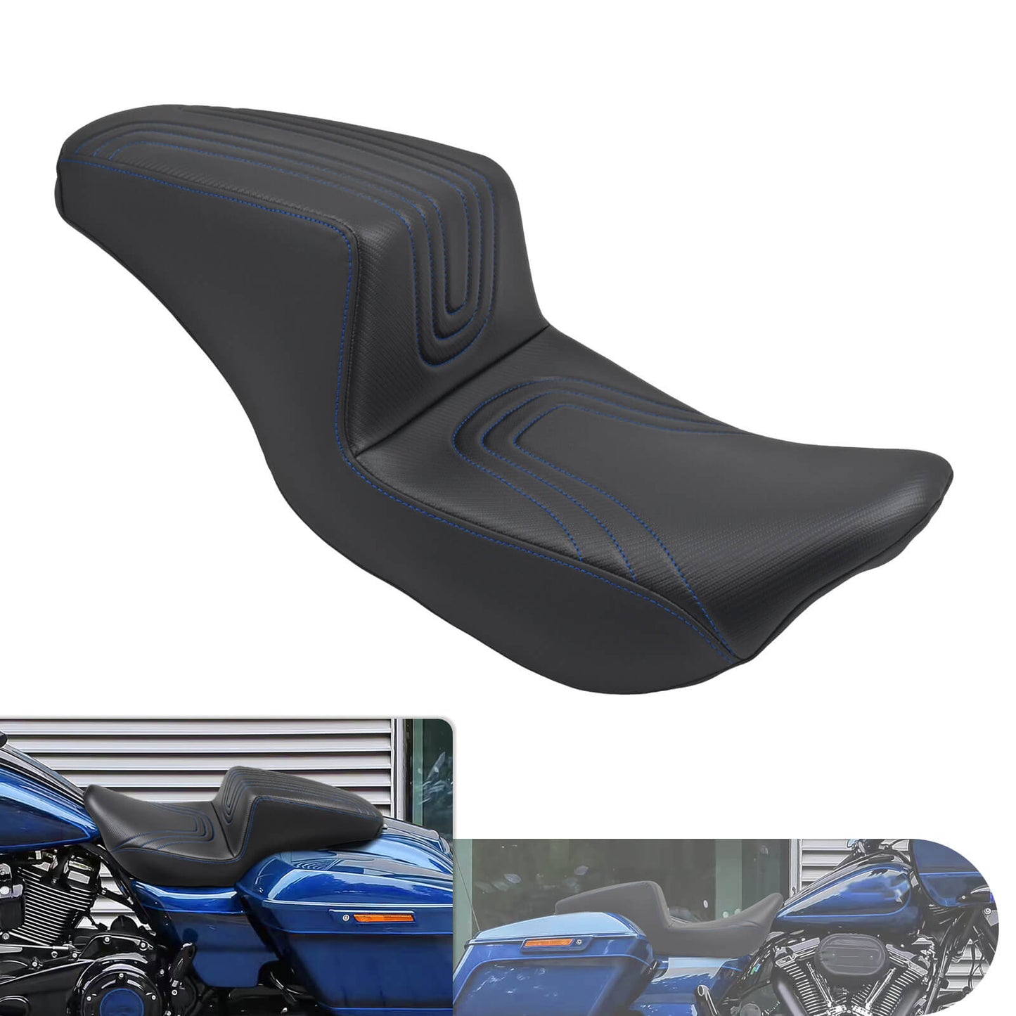 Driver & Passenger Seat Blue For Harley Touring 2009-2023 | HCmotorku