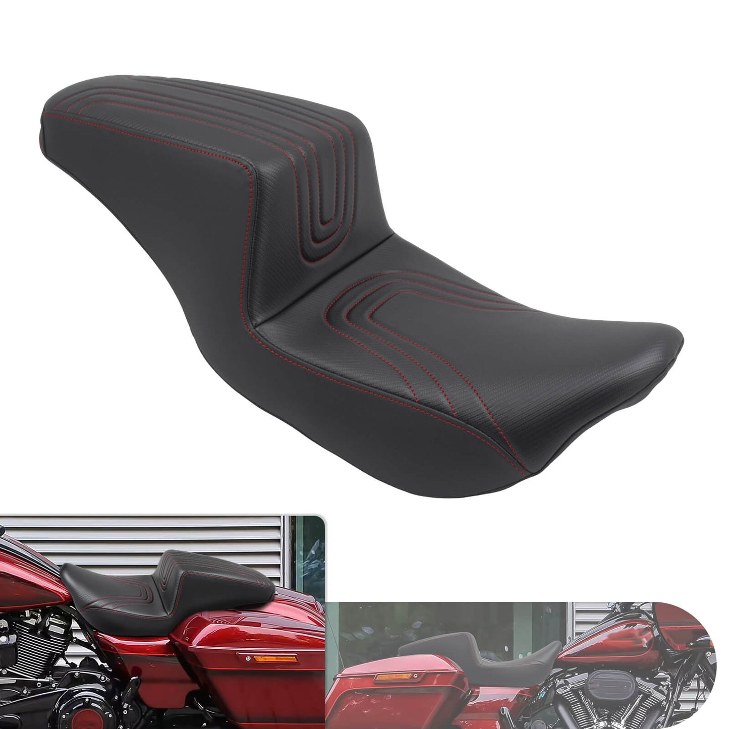 Driver & Passenger Seat Red For Harley Touring 2009-2023 | HCmotorku