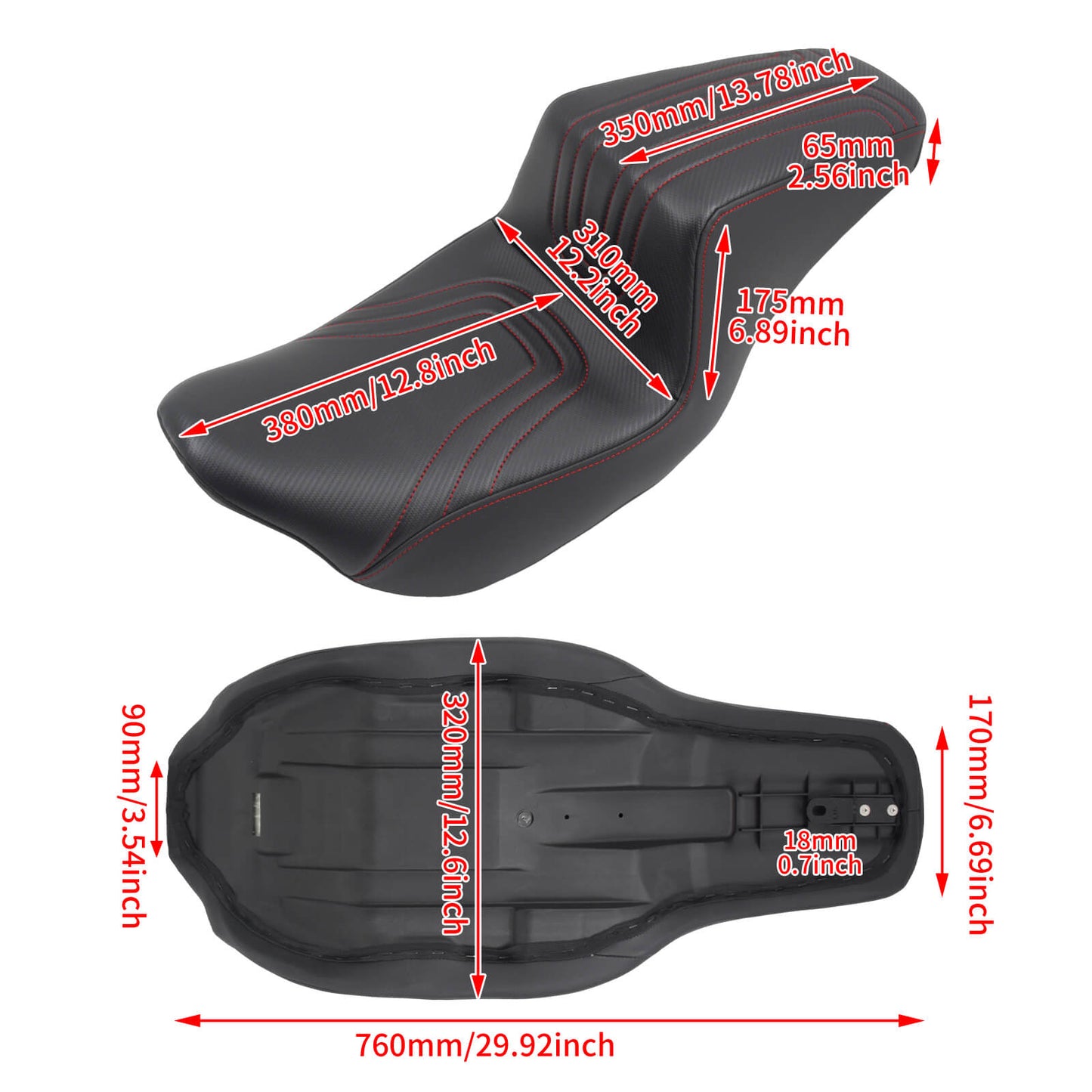 Driver & Passenger Seat Red For Harley Touring 2009-2023 | HCmotorku