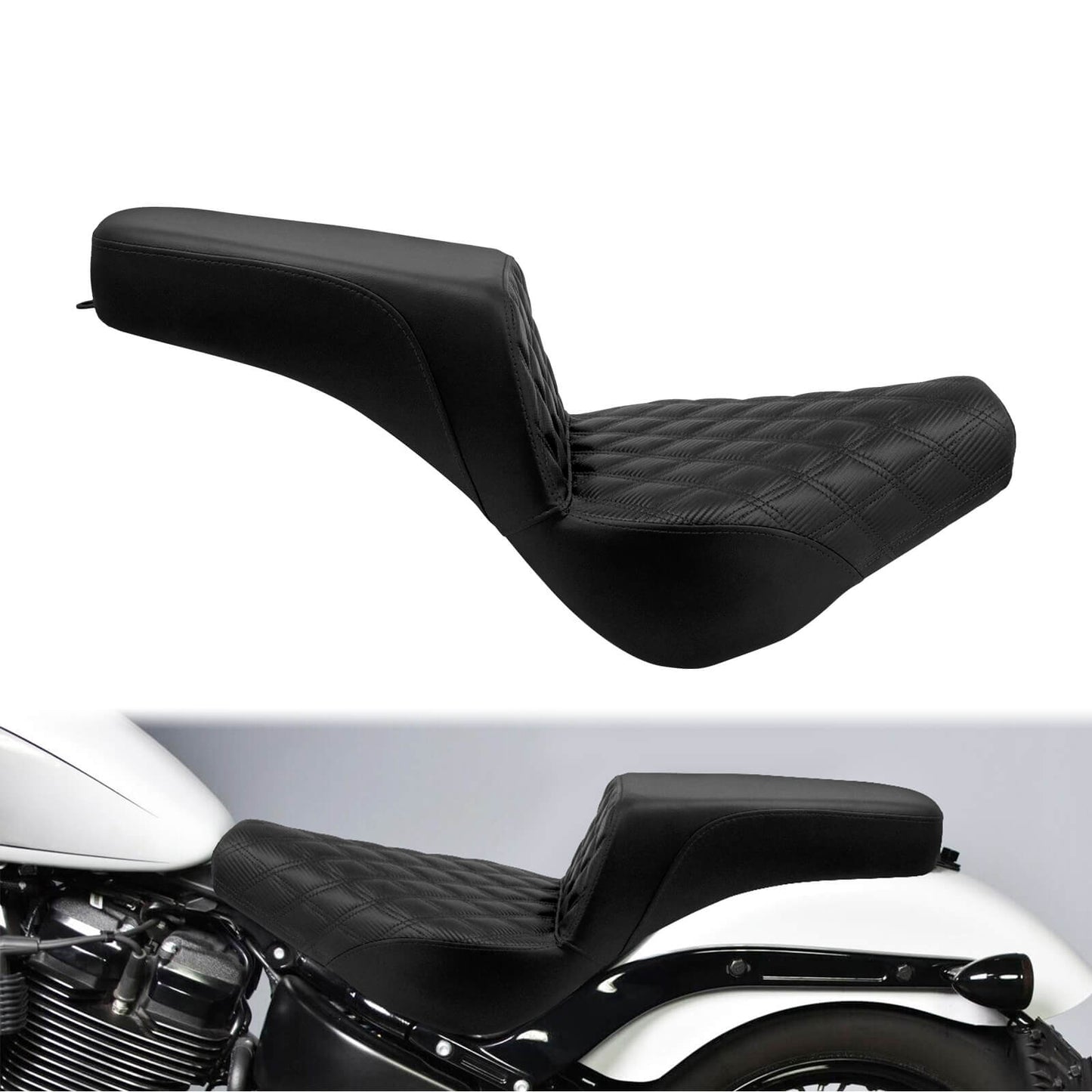 Bevel Two-Up Seat Driver Passenger Black Fit for Harley Softail 2018-2025 | HCmotorku
