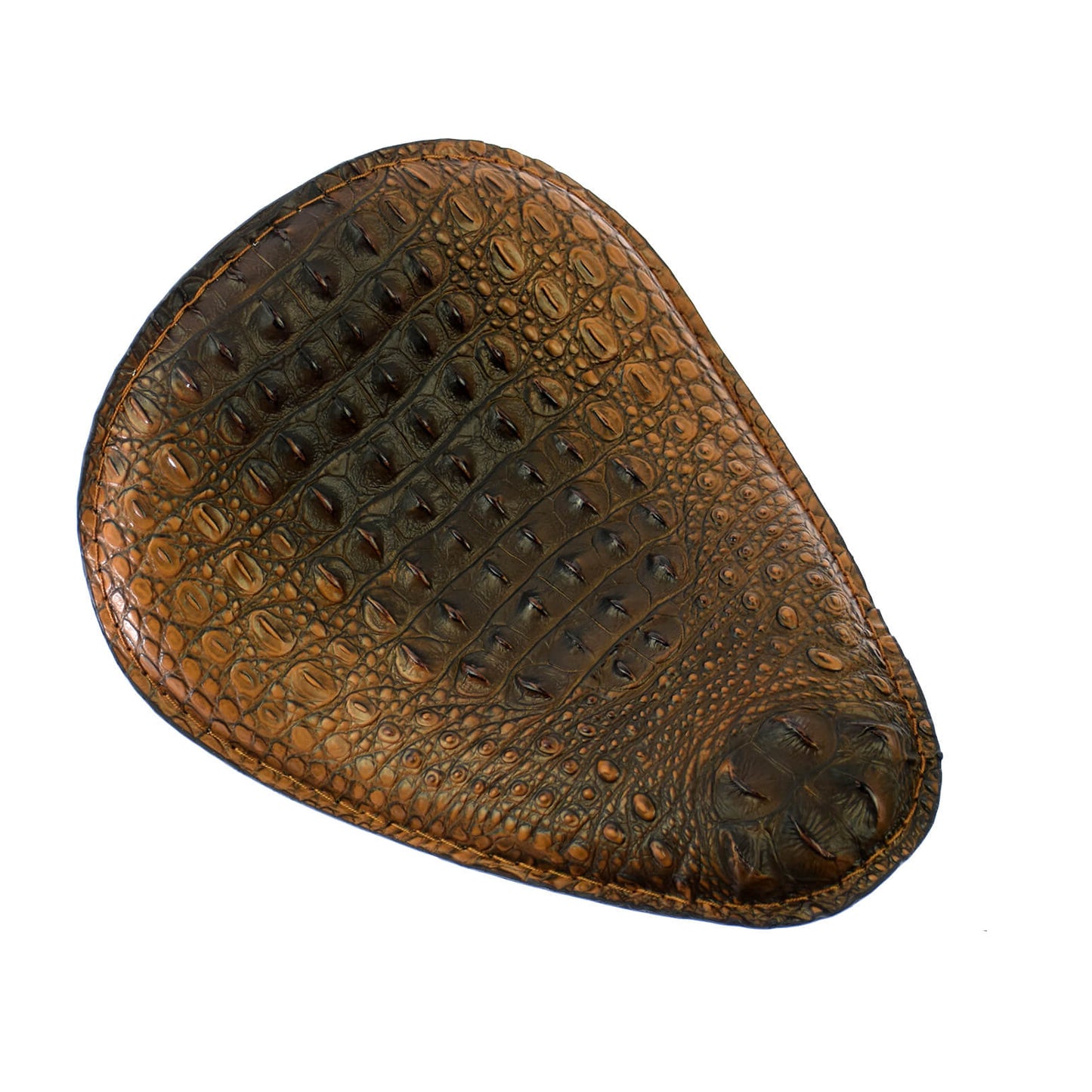 Alligator Emboss Solo Driver Seat Brown Brown Fit For Harley Honda Yahama Bobb | HCmotorku