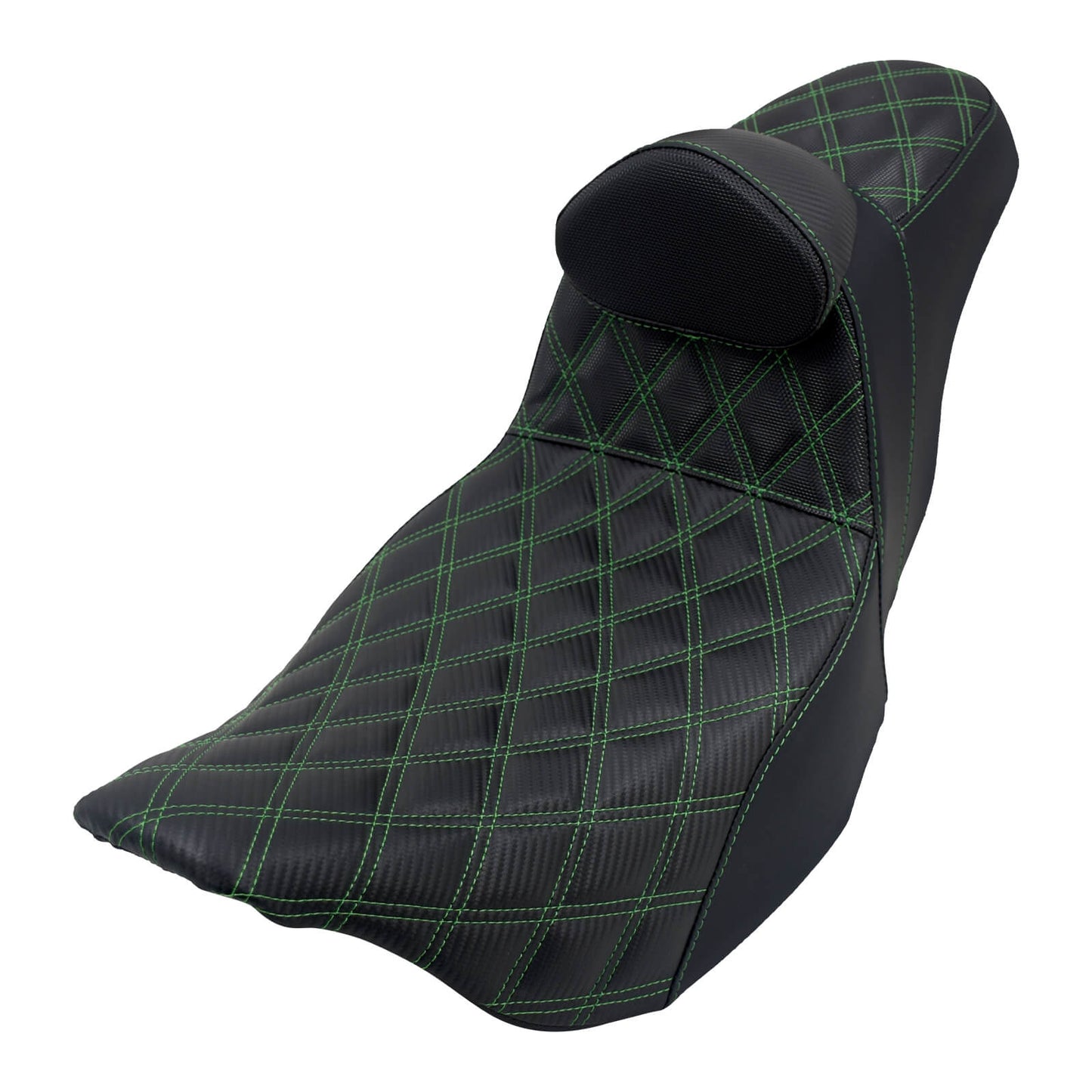 Driver Passenger Seat Cushion Pad Seat Pillion Backrest Green Stitching For Harley Touring 2009-UP | HCmotorku