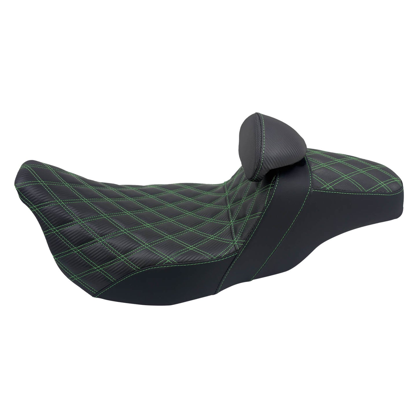 Driver Passenger Seat Cushion Pad Seat Pillion Backrest Green Stitching For Harley Touring 2009-UP | HCmotorku