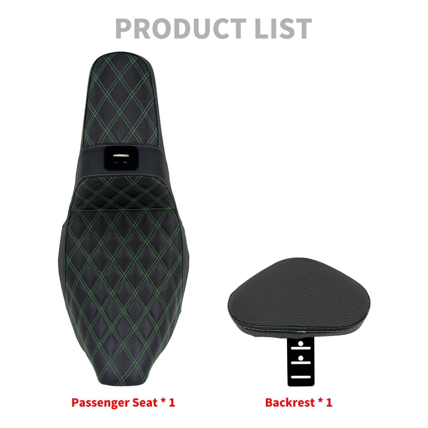 Driver Passenger Seat Cushion Pad Seat Pillion Backrest Green Stitching For Harley Touring 2009-UP | HCmotorku