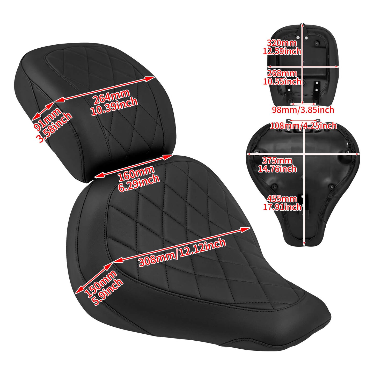 Driver Solo Seat Passenger Pillion Cushion Black Fit For Harley Fat Boy 2018-2024 | HCmotorku