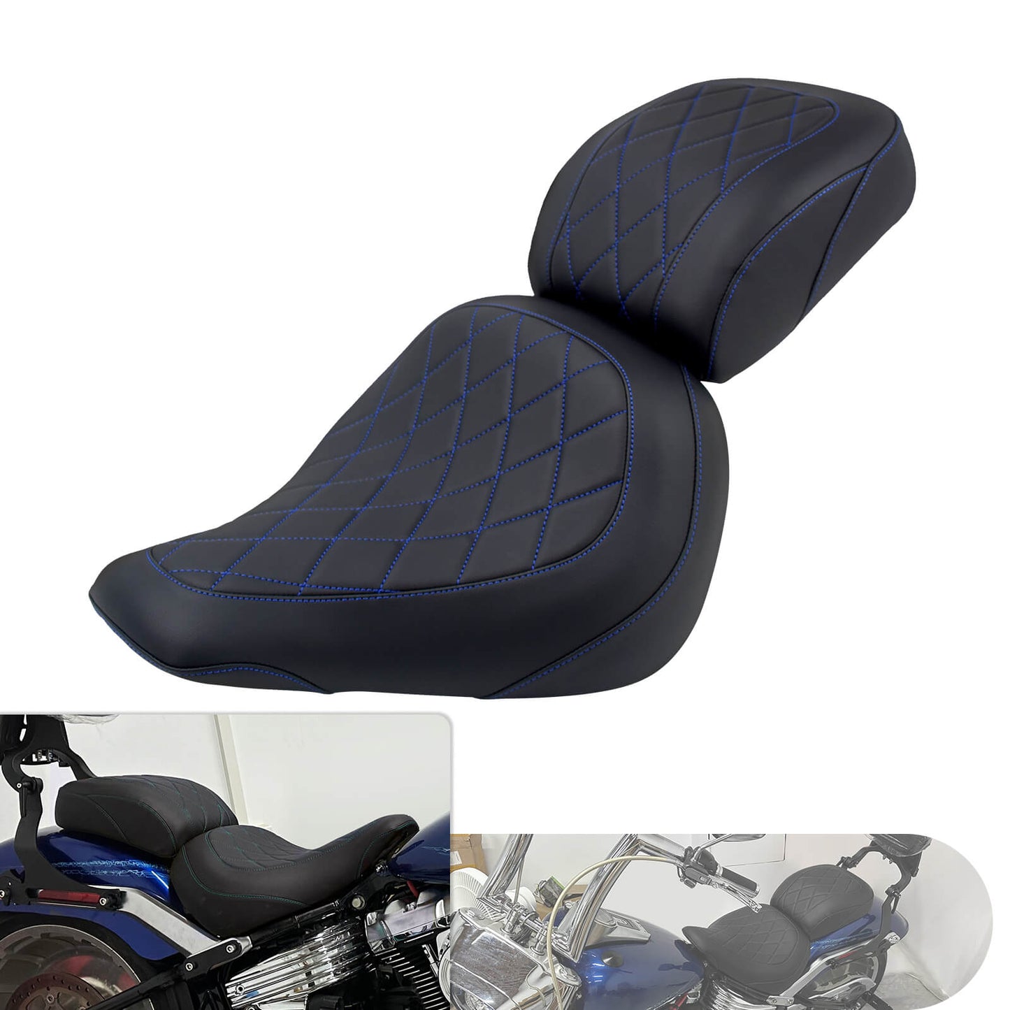Driver & Passenger Seats For Harley Breakout 2023-2024 Fat Boy 2018-2024 Blue Diamond | HCmotorku