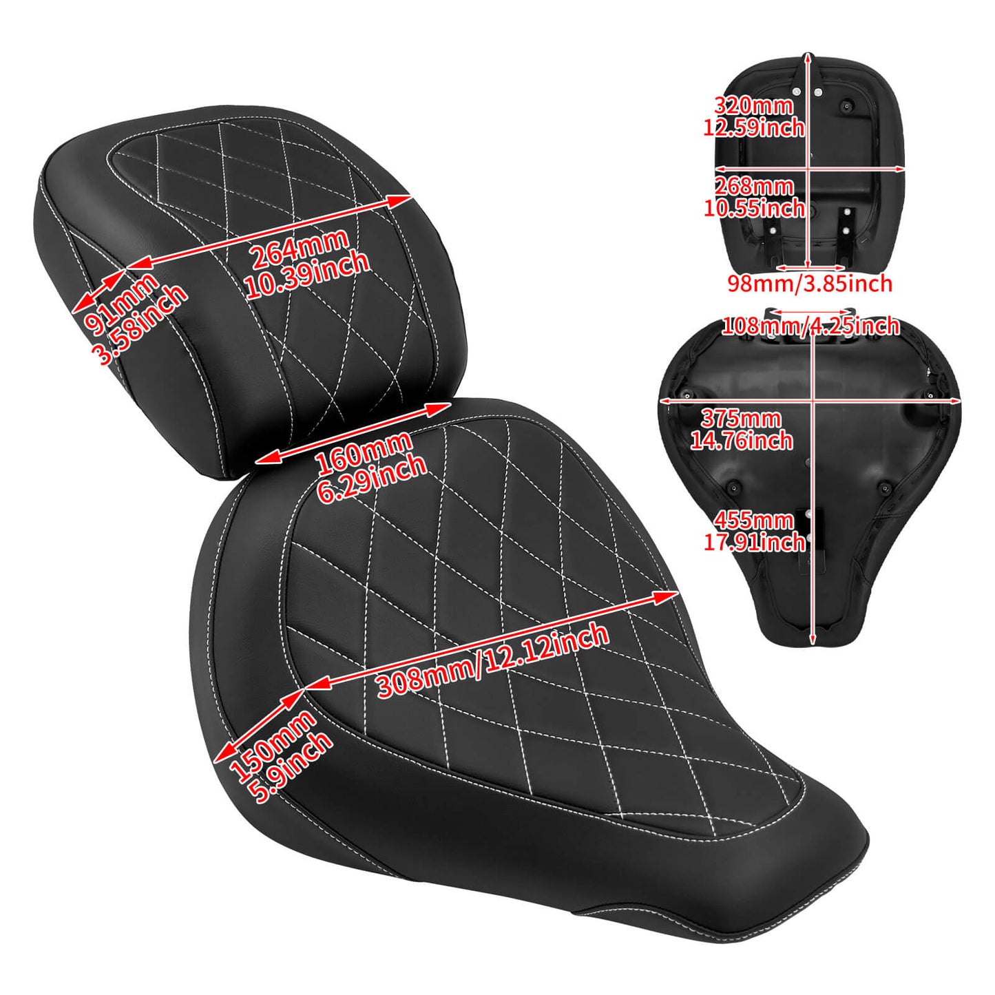 Rider Passenger 2-up Seat White Stitching For Harley Breakout FXBR FXBRS 2023-2024 | HCmotorku