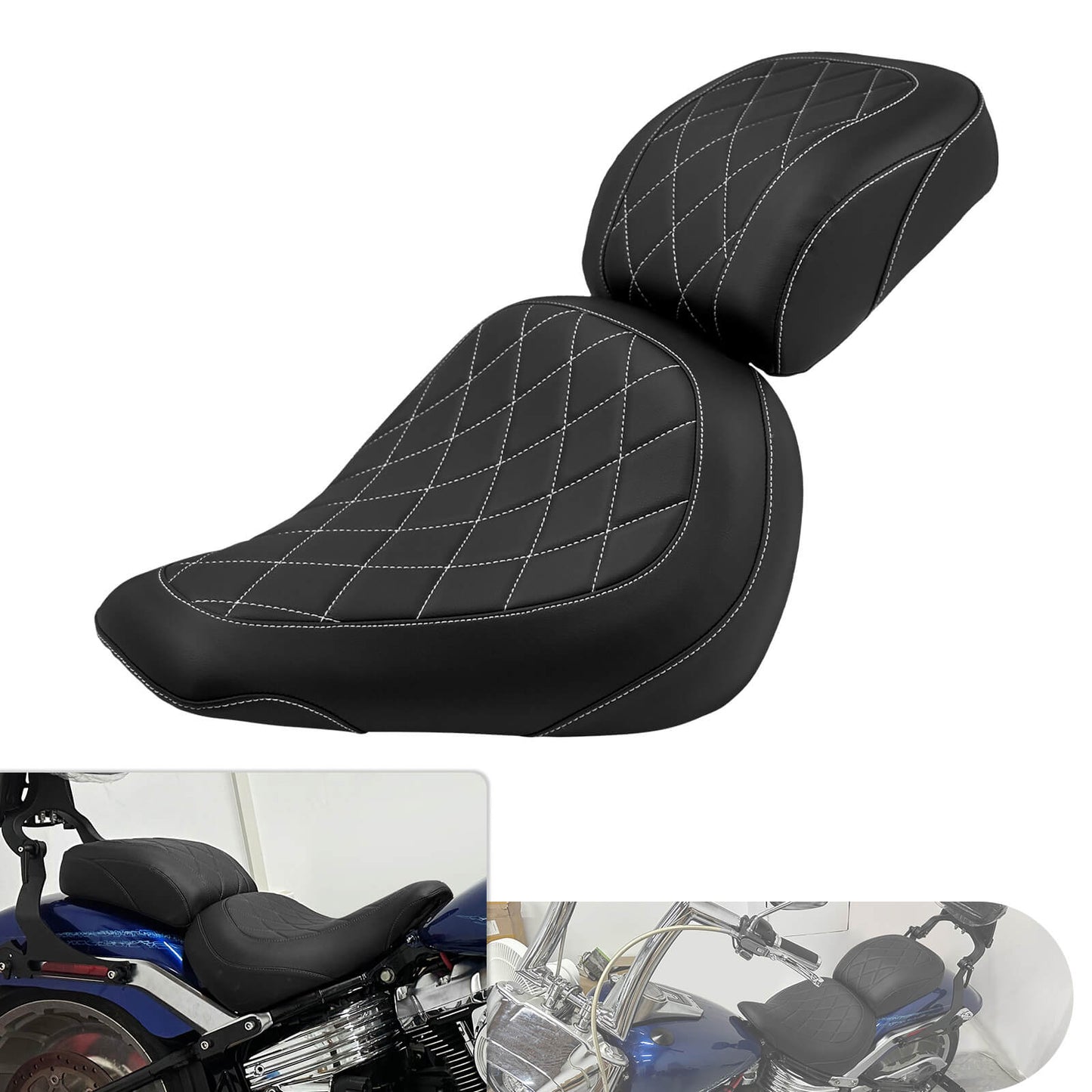 Rider Passenger 2-up Seat White Stitching For Harley Breakout FXBR FXBRS 2023-2024 | HCmotorku