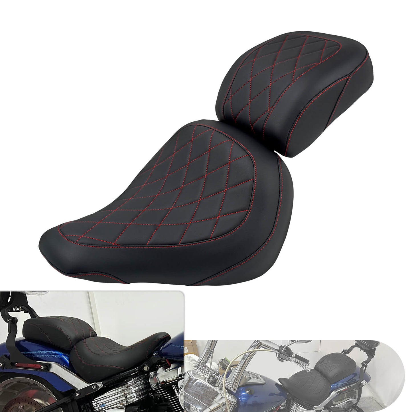 Driver Passenger Seats Fit For Harley Fat Boy FLFB FLFBS 2018-2024 Red & Black | HCmotorku
