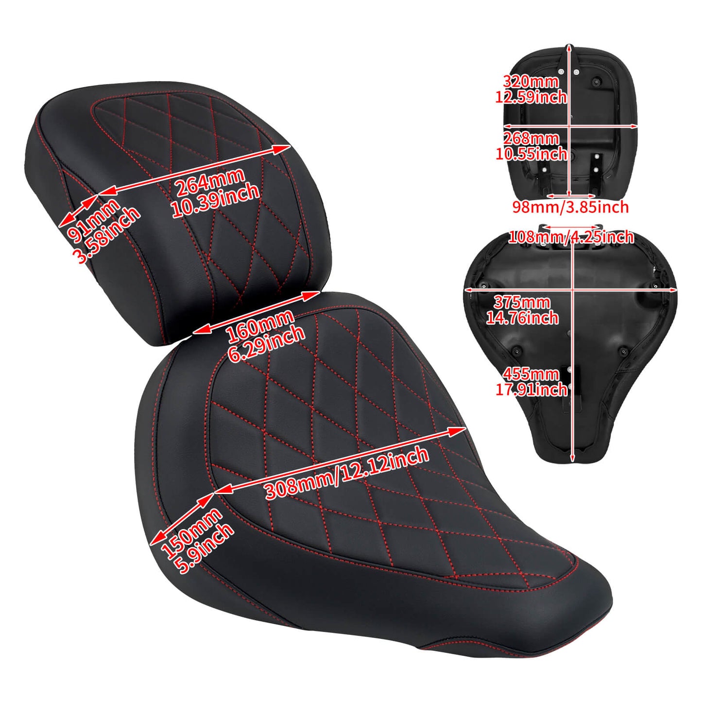 Driver Passenger Seats Fit For Harley Fat Boy FLFB FLFBS 2018-2024 Red & Black | HCmotorku