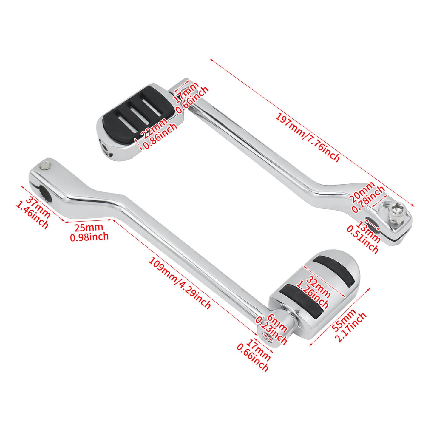 Heel Toe Shifter Lever Pegs Chrome For Harley Touring Road Electra Glide 2008-2023 | HCmotorku