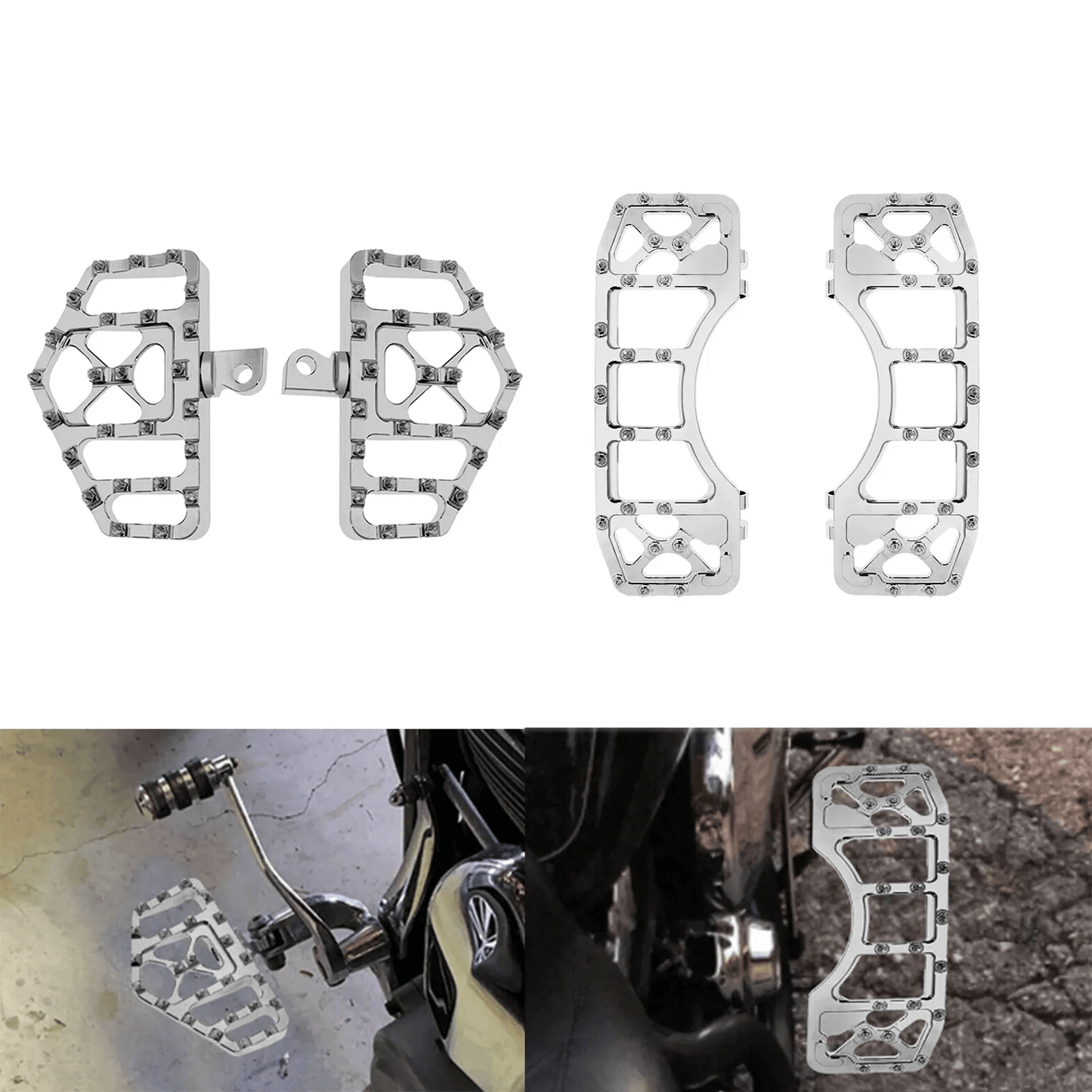 Wide Foot Pegs Floorboards MX Style Chrome Fit For Harley Touring Softail Deluxe | HCmotorku