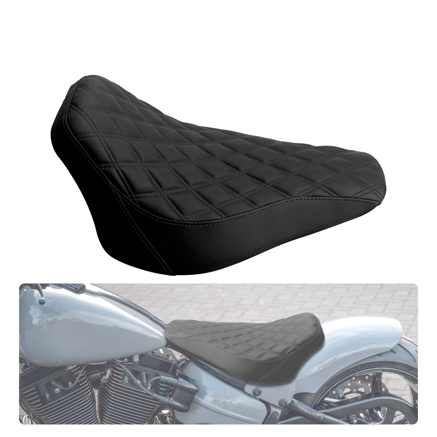 Diamond Solo Seat Black For Harley Softail Rocker C FXCWC 2008-2017 Breakout FXSB 2013 | HCmotorku